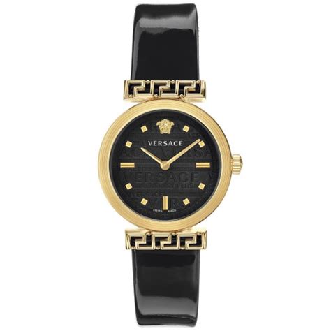 versace meander|Versace Meander Black Patent Leather Strap Watch .